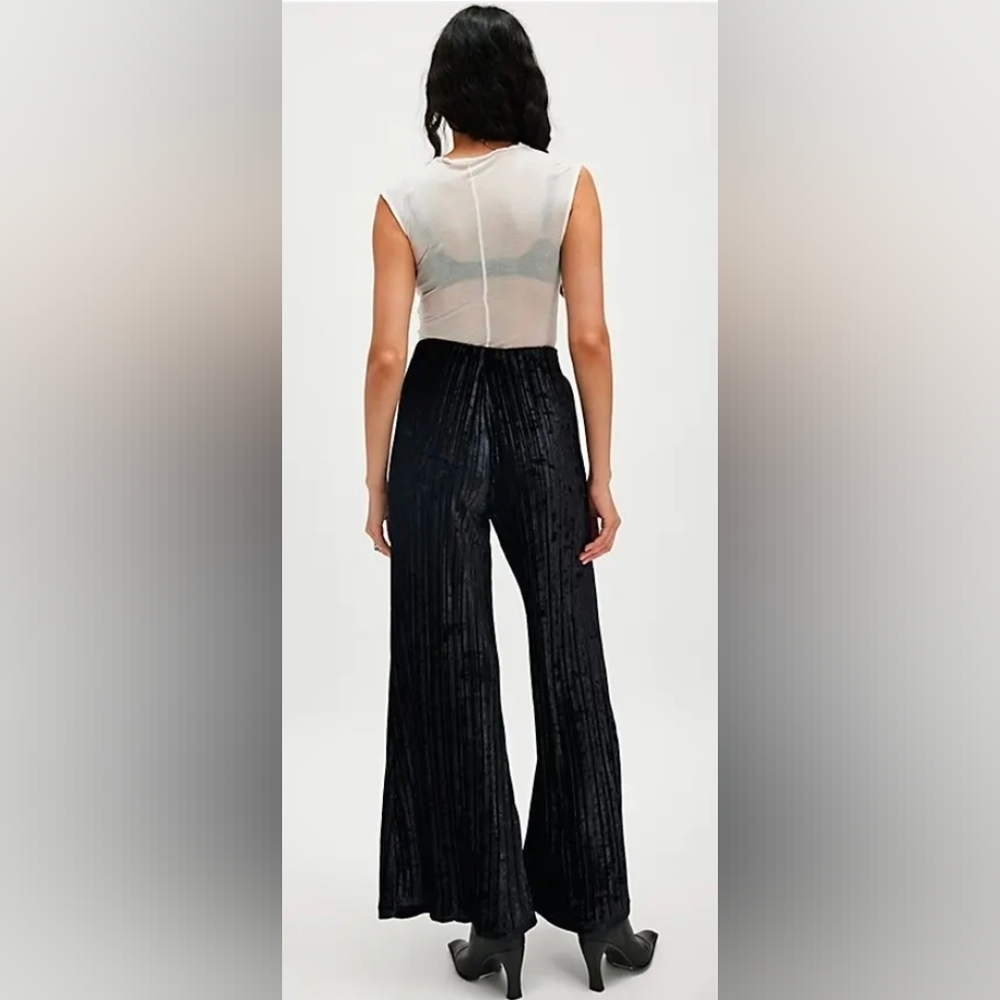 Free People Star Sign Black Velvet Wide Leg Pants - Picture 3 of 7